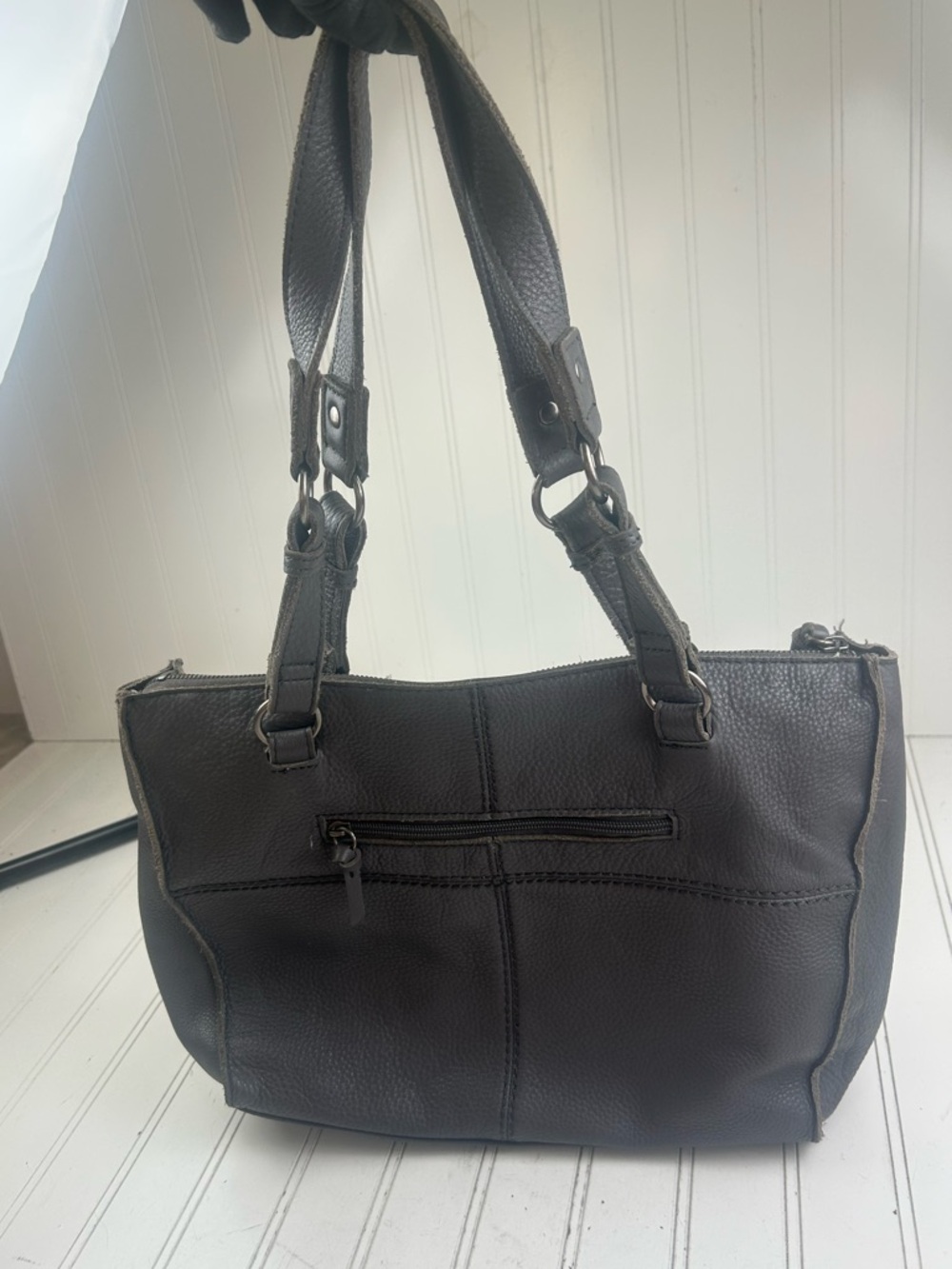The Sak Vintage Y2K Gray Pebbled Leather Studded Boho Slouchy Shoulder Bag - Picture 6 of 14